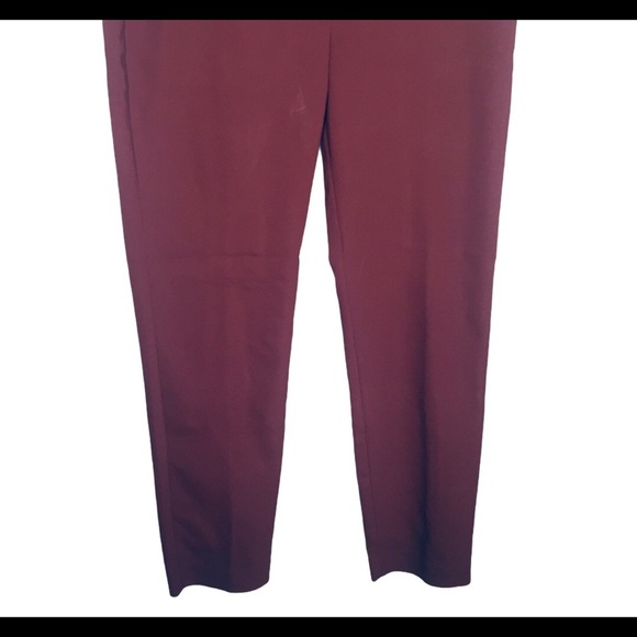 EXPRESS Columnist Straight Trousers/Pants With Pockets Maroon Red Size 6R - Picture 6 of 11